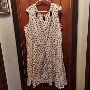 Lindy Bop 50s Cream Cupcake Print fit-n-flare dress UK 24/US 20 a